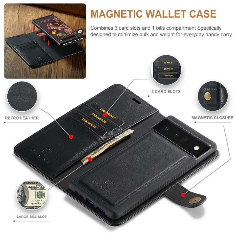 2 in 1 Detachable Flip Leather Case For Google Pixel - Image 3