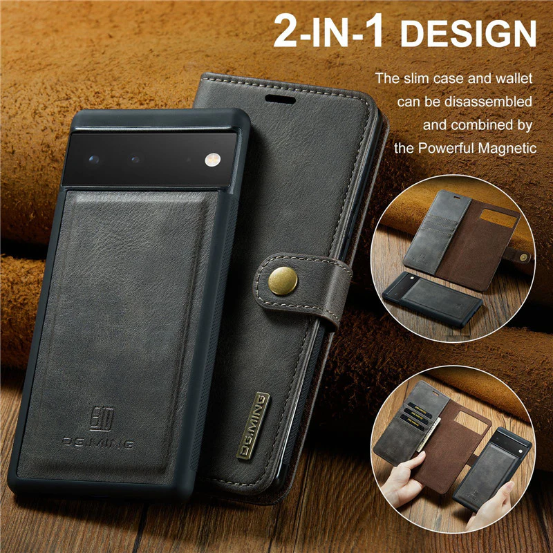 2 in 1 Detachable Flip Leather Case For Google Pixel - Image 9